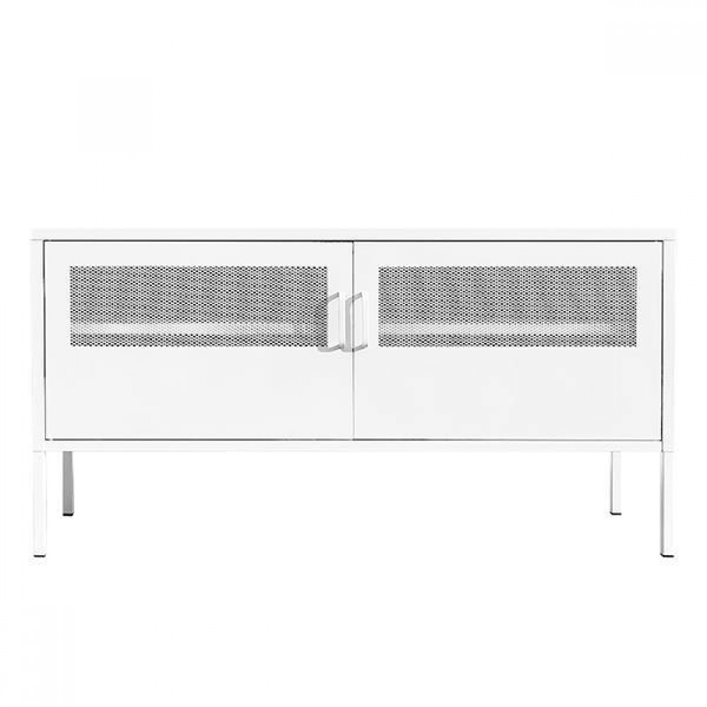 Έπιπλο τηλεόρασης μεταλλικό Nextdeco με ανοιγόμενες πόρτες λευκό Υ60x118x40εκ.