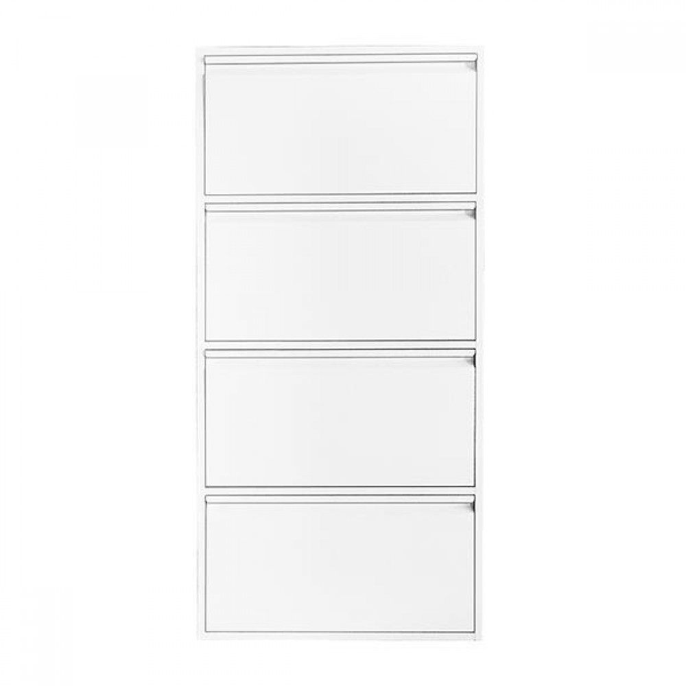 Παπουτσοθήκη μεταλλική Nextdeco με 4 τμήματα λευκή Υ137,5x65,5x15,5εκ.