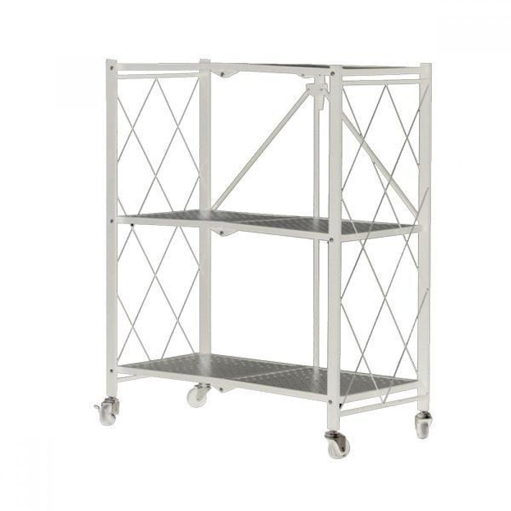 Ραφιέρα μεταλλική Nextdeco αναδιπλούμενη με ρόδες λευκή Υ87x72x36εκ.