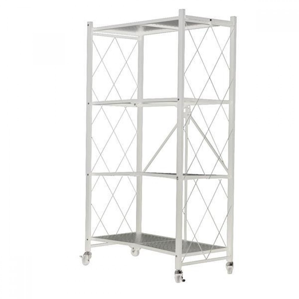 Ραφιέρα μεταλλική Nextdeco αναδιπλούμενη με ρόδες λευκή Υ126x72x36εκ.