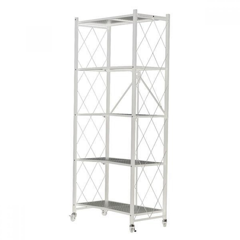 Ραφιέρα μεταλλική Nextdeco αναδιπλούμενη με ρόδες λευκή Υ162x72x36εκ.