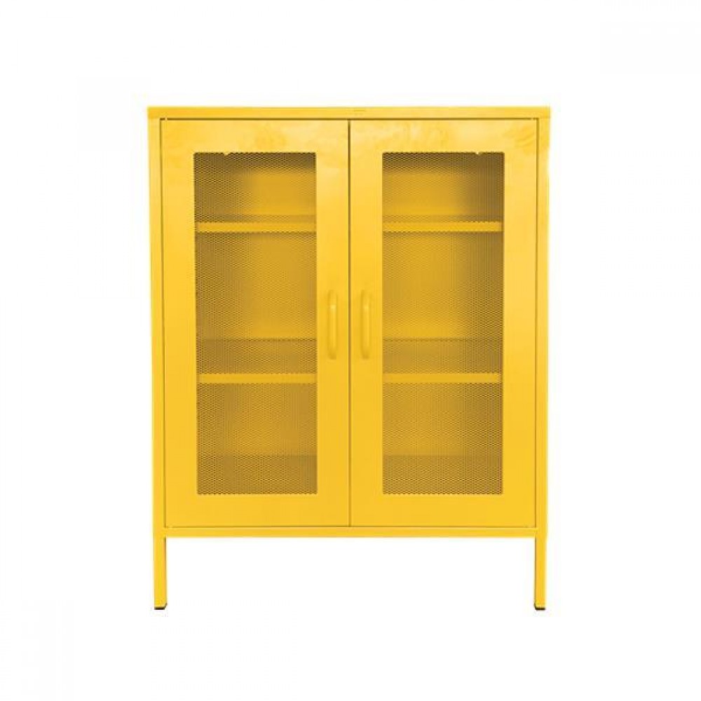 Ντουλάπα μεταλλική Nextdeco δίφυλλη κίτρινη Υ102x80x35εκ.