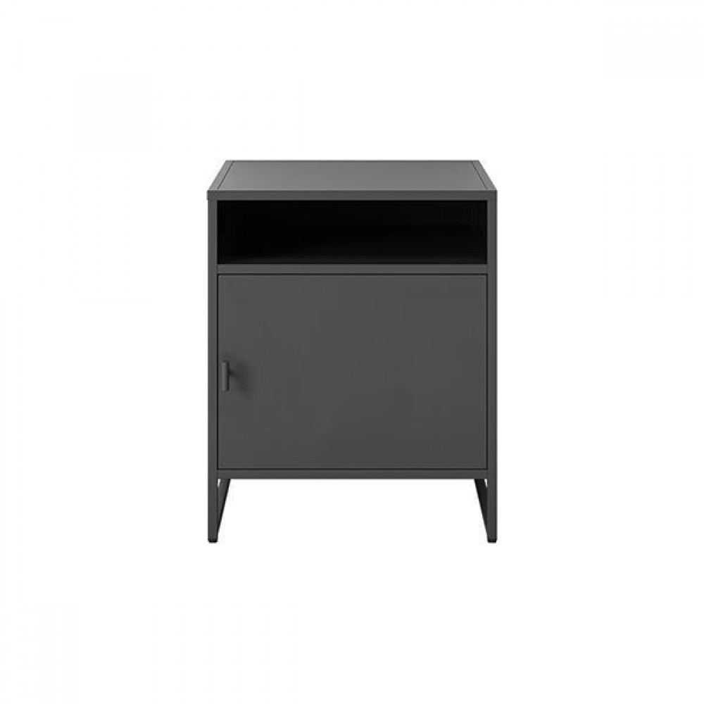 Τραπεζάκι κομοδίνο Nextdeco μεταλλικό με ράφι μαύρο Υ50x45x40εκ.