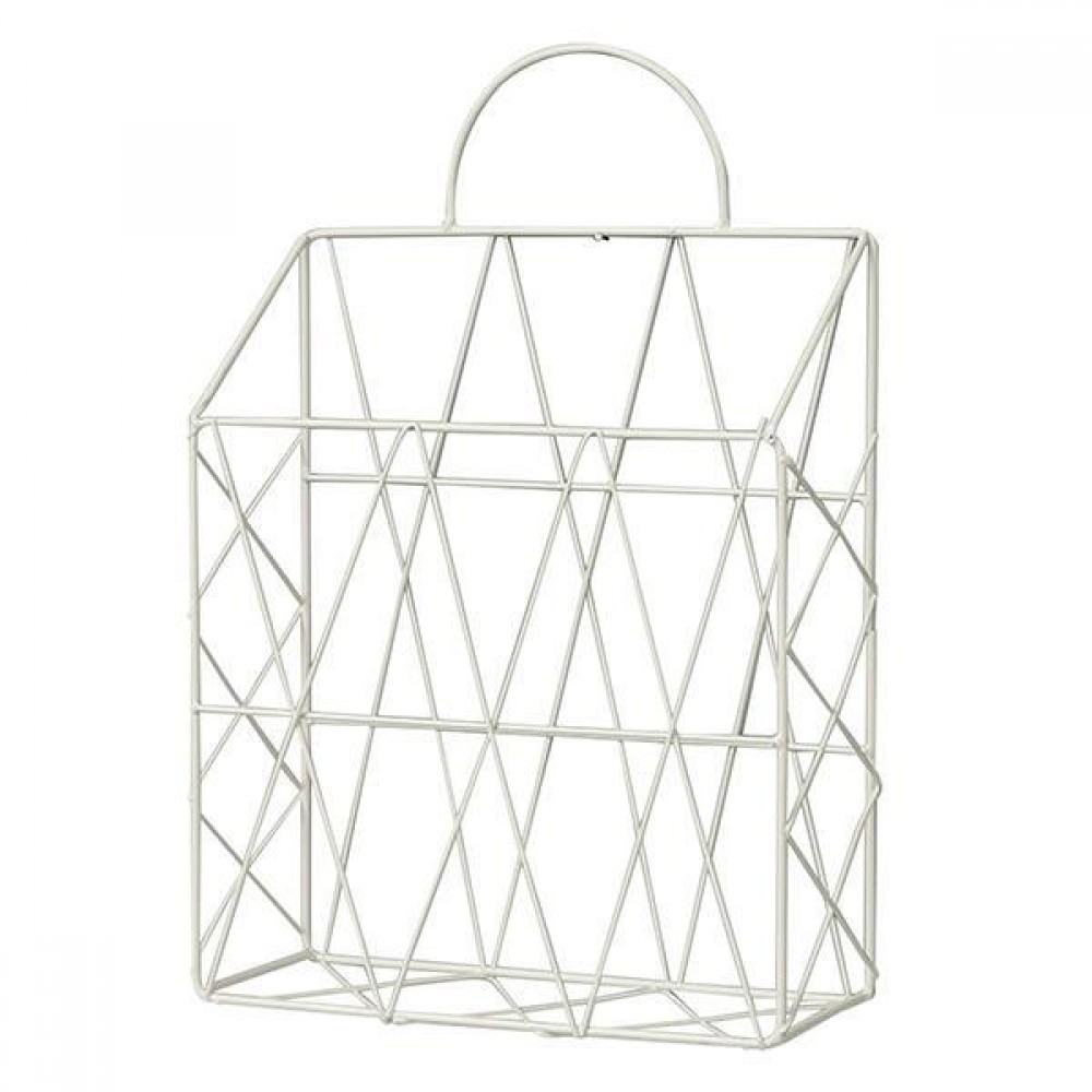 Επιτοίχιο καλάθι μεταλλικό λευκό 25x10xΥ38εκ.