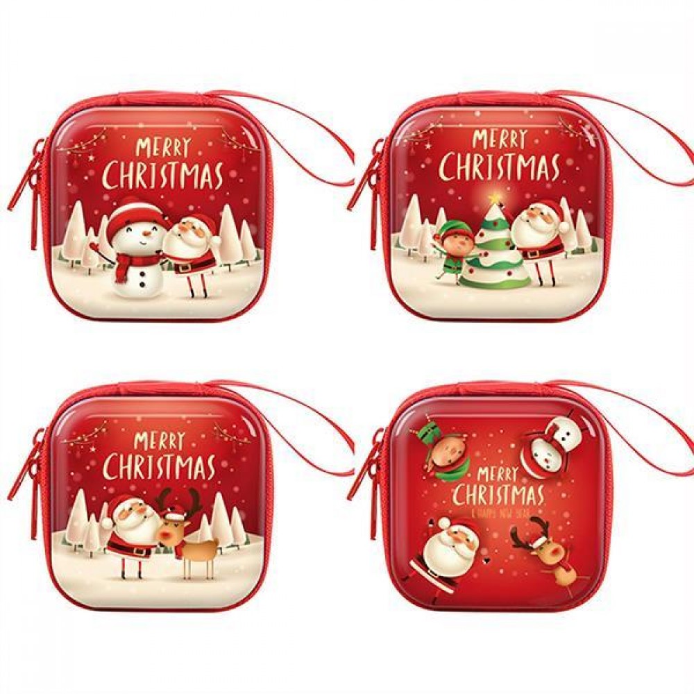 Πορτοφολάκι χριστουγεννιάτικο για κέρματα 7,5x7,5εκ. κοκτέηλ
