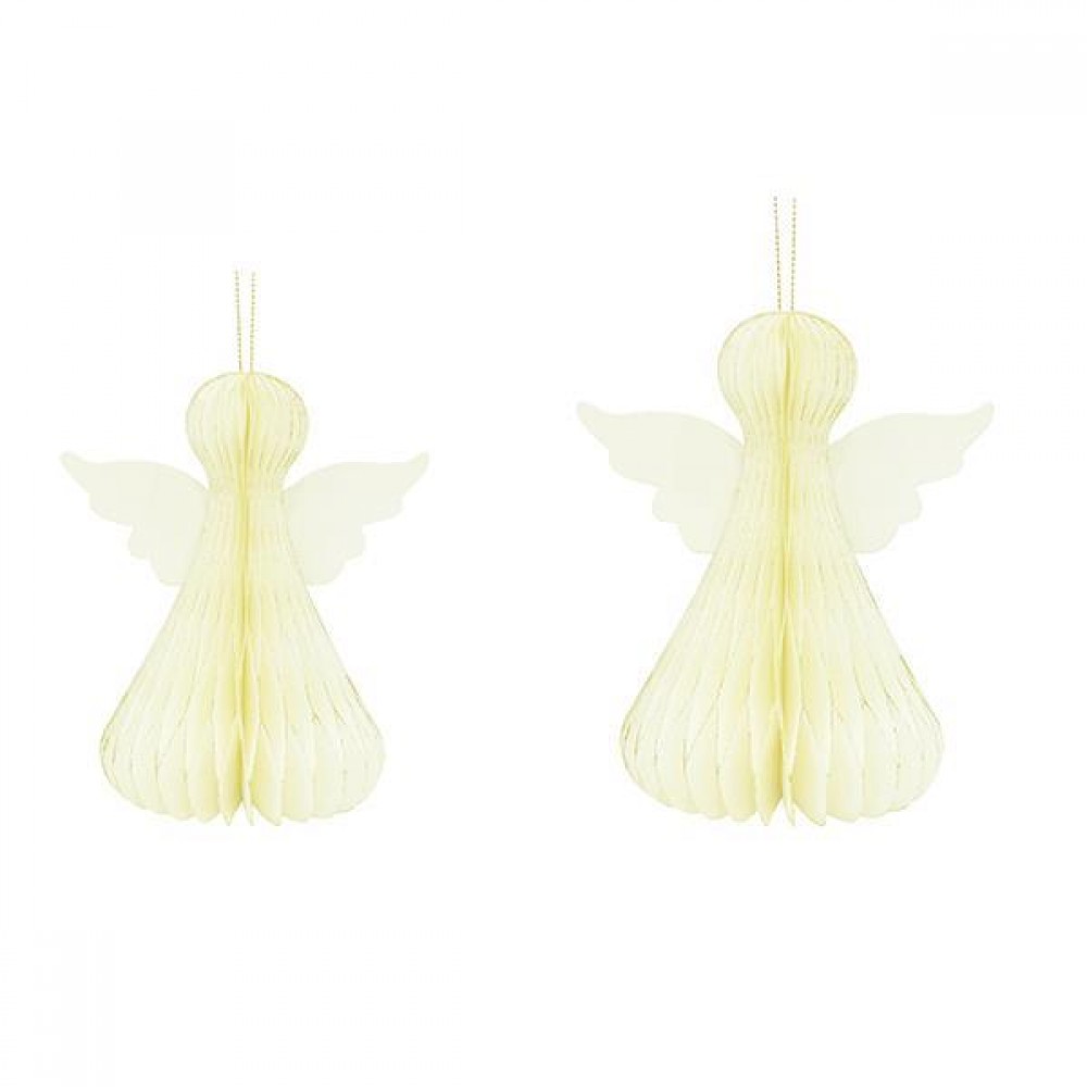 Χριστουγεννιάτικα στολίδια "Αγγελάκια" χάρτινα σετ 2 τμχ 10 - 12εκ.