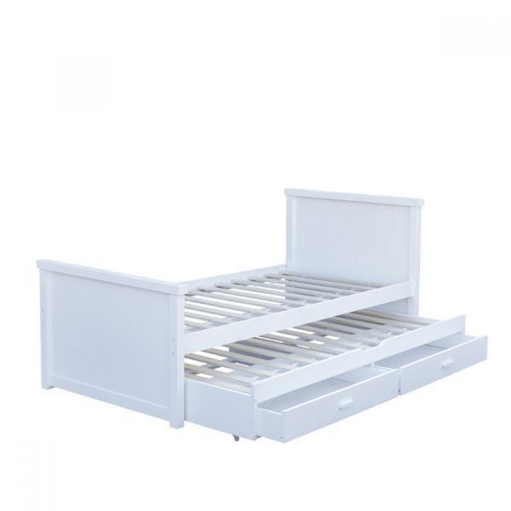 Κρεβάτι μονό Nextdeco Elliot (στρώμα 90x190εκ.) με αποθηκευτικό χώρο λευκό Υ90x100x210εκ