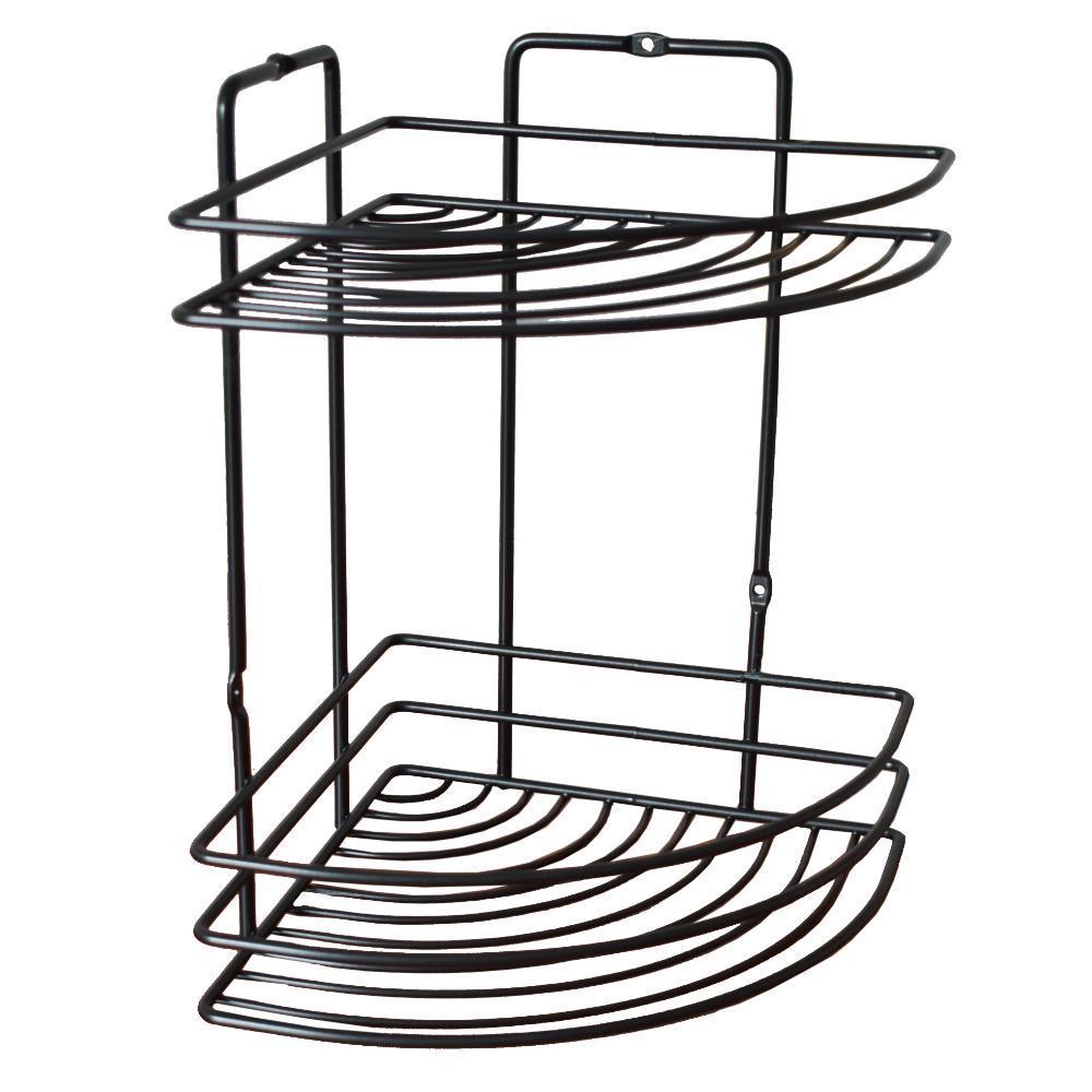 Ραφιέρα μπάνιου γωνιακή 2 ράφια Nextdeco μαύρη Υ27xØ19εκ.