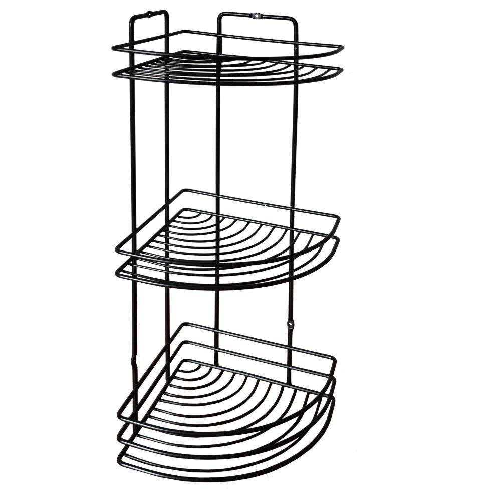 Ραφιέρα μπάνιου γωνιακή 3 ράφια Nextdeco μαύρη Υ48xØ19εκ.