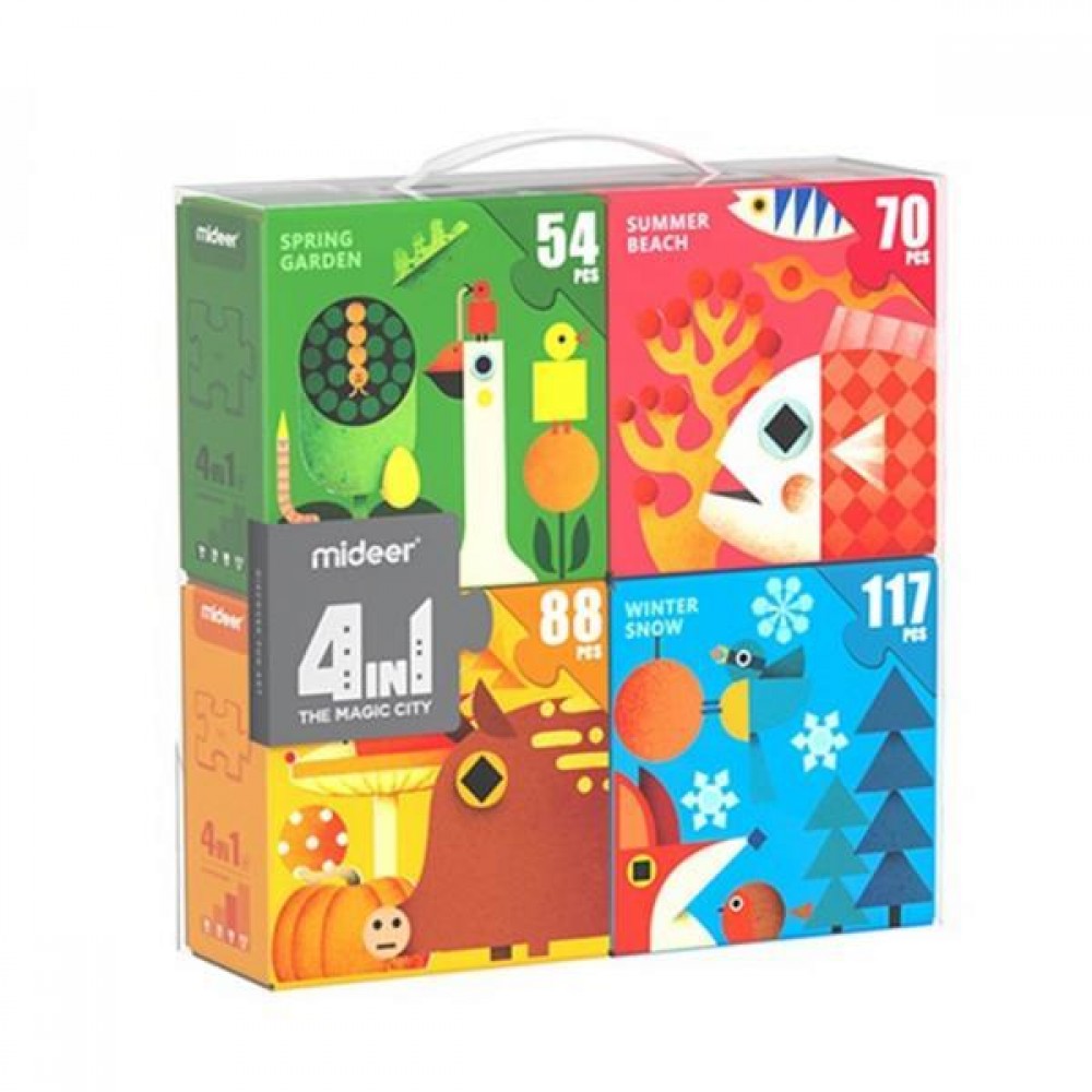 Mideer παζλ 4 σε 1 "4 εποχές" 54,70,88 - 117τμχ