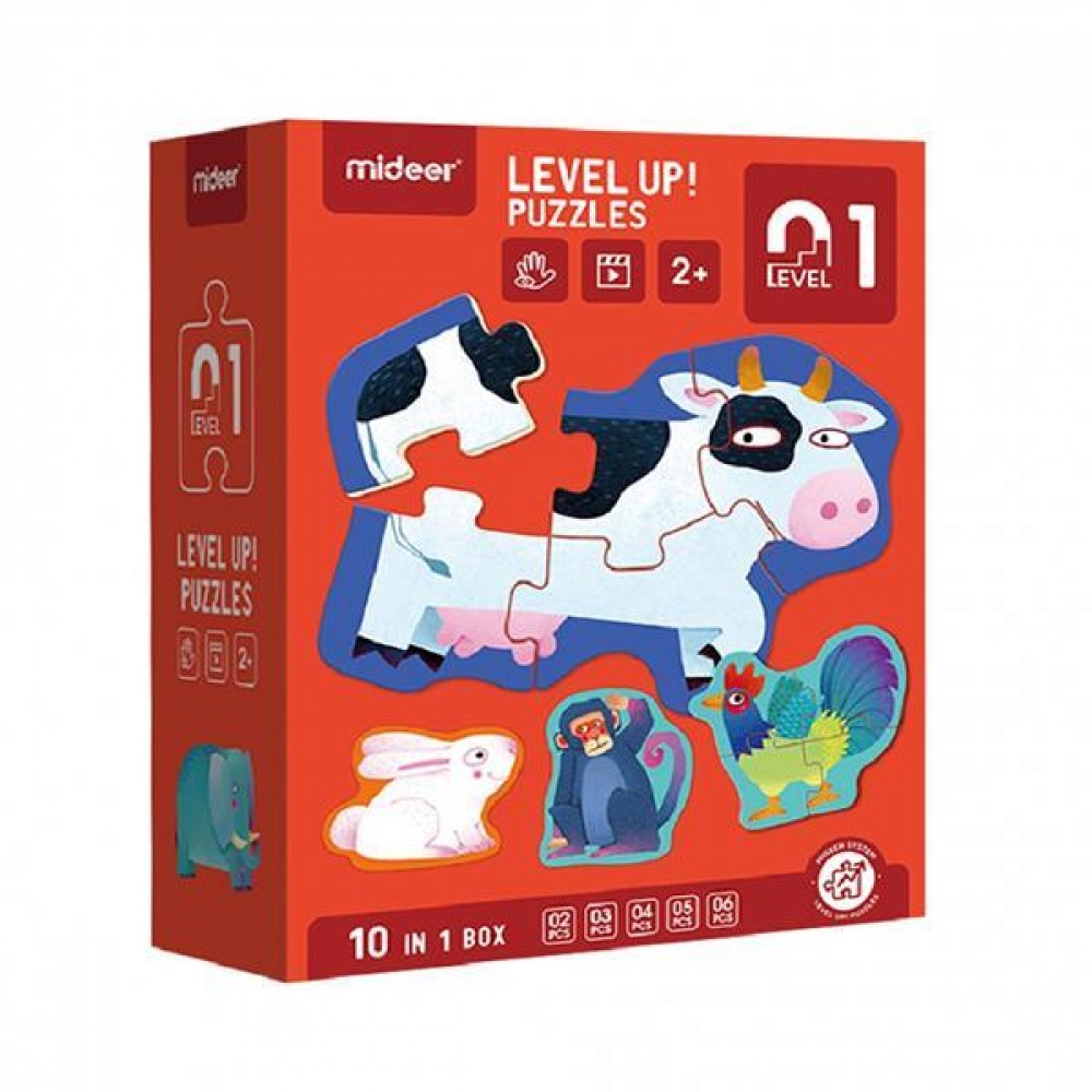Mideer παζλ 10 σε1 - Level Up 1 "Animals" 2,3,4,5 - 6 τμχ