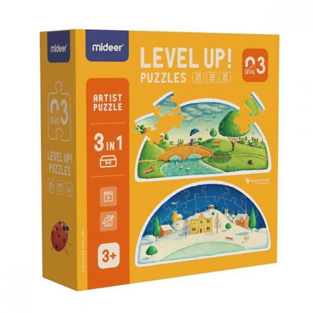 Mideer παζλ 4 σε 1 - Level Up 3 "Artist series" 25,30,35 - 48τμχ