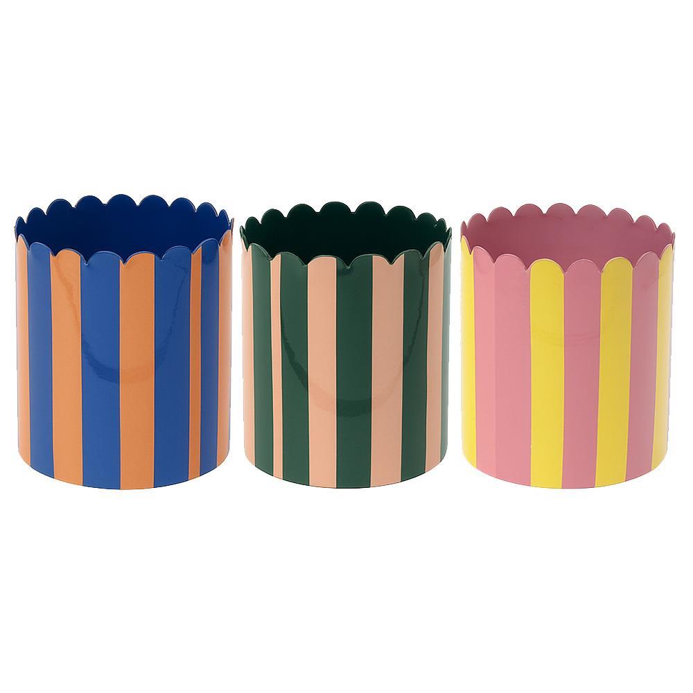 Κασπώ μεταλλικό γυαλιστερό σετ 3 τεμάχια Υ16xØ15εκ, Υ14xØ13εκ, Υ13xØ12εκ.