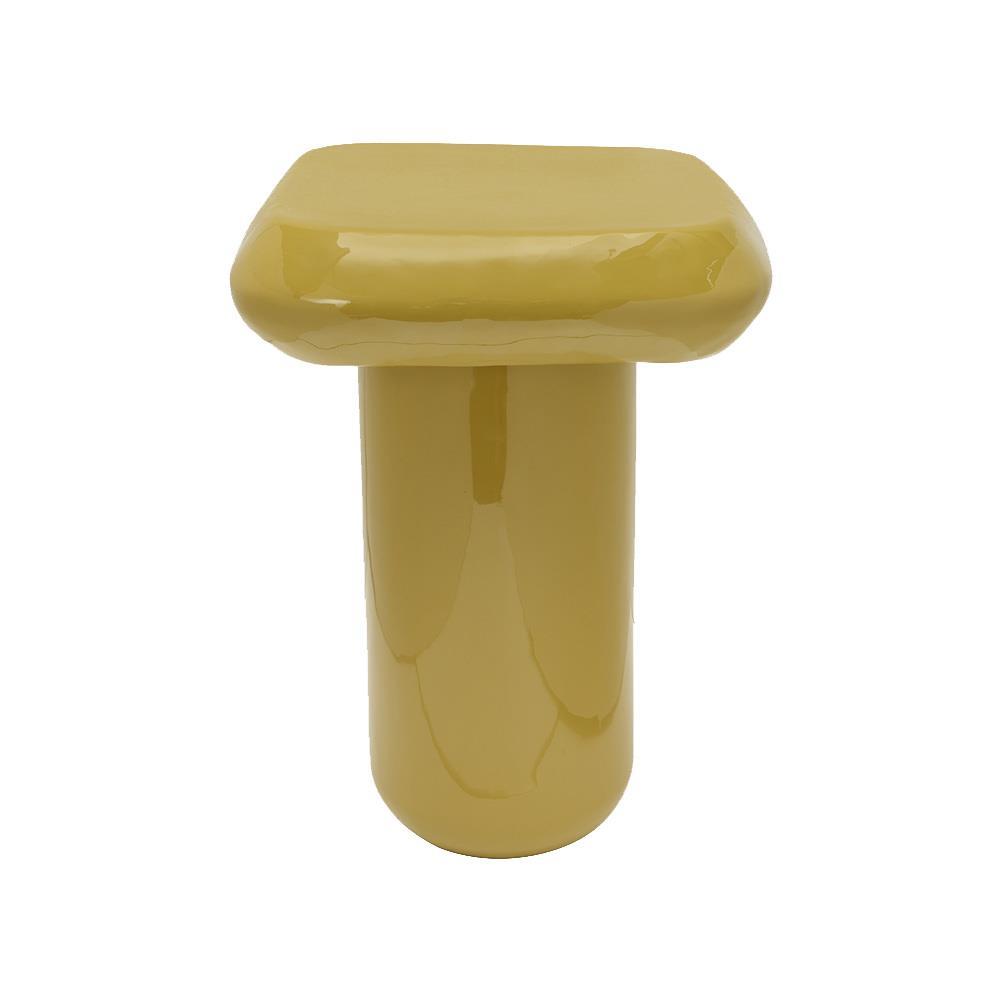 Τραπεζάκι μεταλλικό γυαλιστερό Nextdeco κίτρινο Y45xØ34εκ.