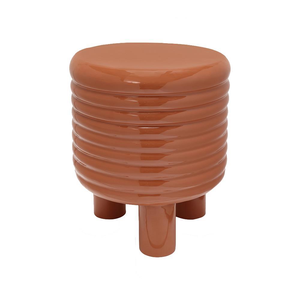 Σκαμπό μεταλλικό γυαλιστερό Nextdeco καφέ Y38x32x32εκ.