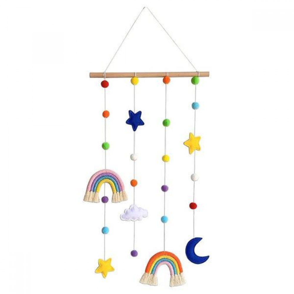 Κρεμαστό διακοσμητικό τοίχου με πομ-πομ και ουράνια τόξα 38x90εκ.