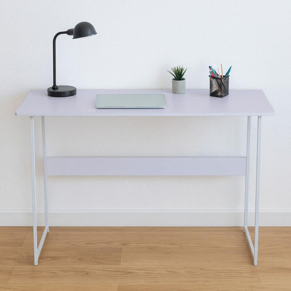 Γραφείο μίνιμαλ με λευκό σκελετό και λιλά επιφάνεια 120x45xΥ72εκ.