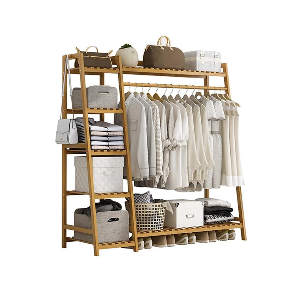 Κρεμάστρα ράγα οργάνωσης ρούχων Nextdeco ξύλινη μπαμπού Υ140x40x130εκ.