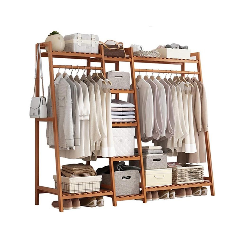 Κρεμάστρα ράγα οργάνωσης ρούχων Nextdeco ξύλινη μπαμπού Υ140x160x40εκ.