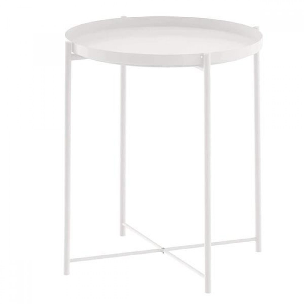 Τραπεζάκι μεταλλικό Nextdeco λευκό Y50xØ41εκ.