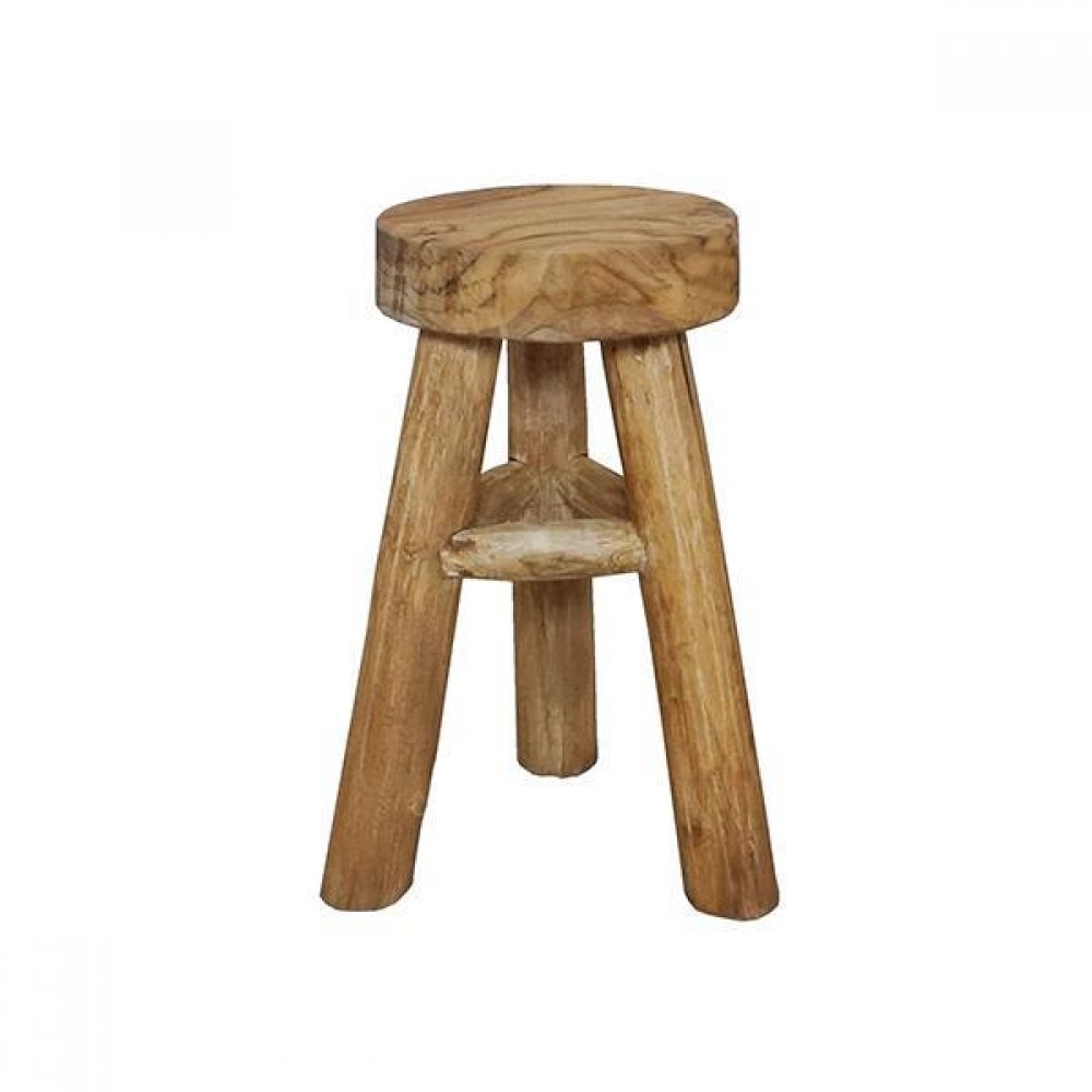 Σκαμπό στρογγυλο Nextdeco Tribeca ανακυκλωμένο ξύλο teak Υ40xØ27εκ.