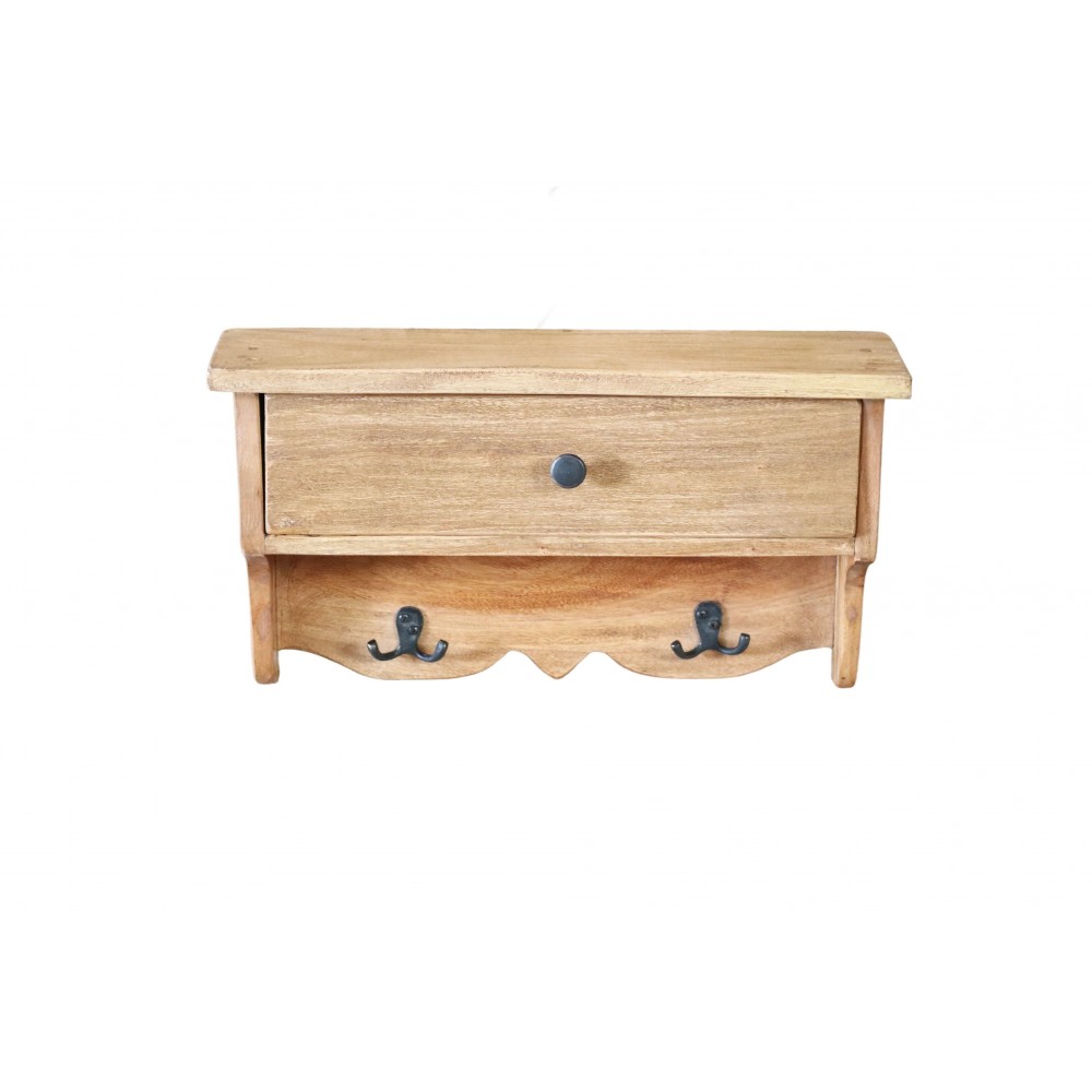 Κρεμάστρα επιτοίχια με συρτάρι Nextdeco ανακυκλωμένο ξύλο mahoni Υ25,5xM46xΠ12εκ