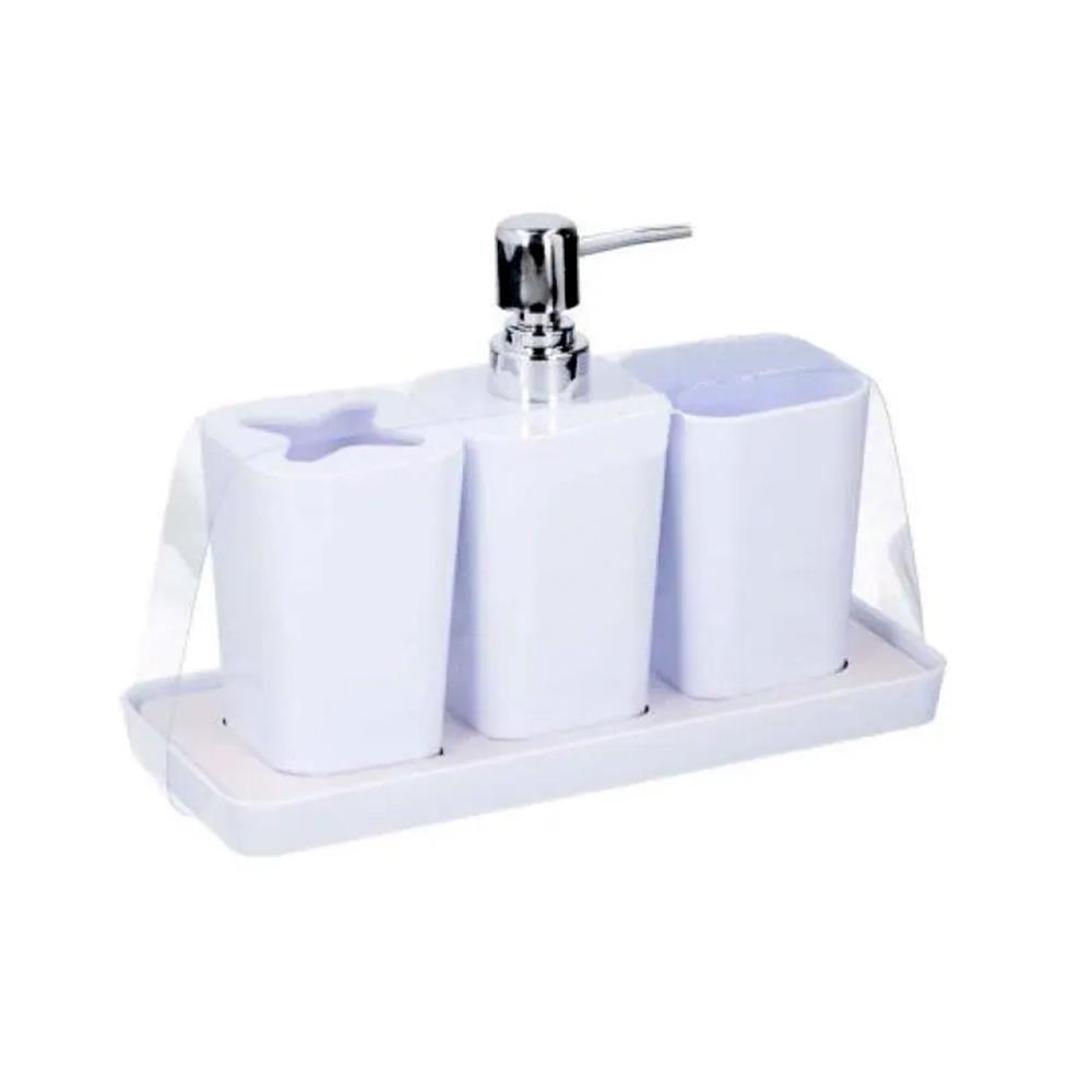 Σετ αξεσουάρ μπάνιου πλαστικό λευκό 4 τεμαχίων