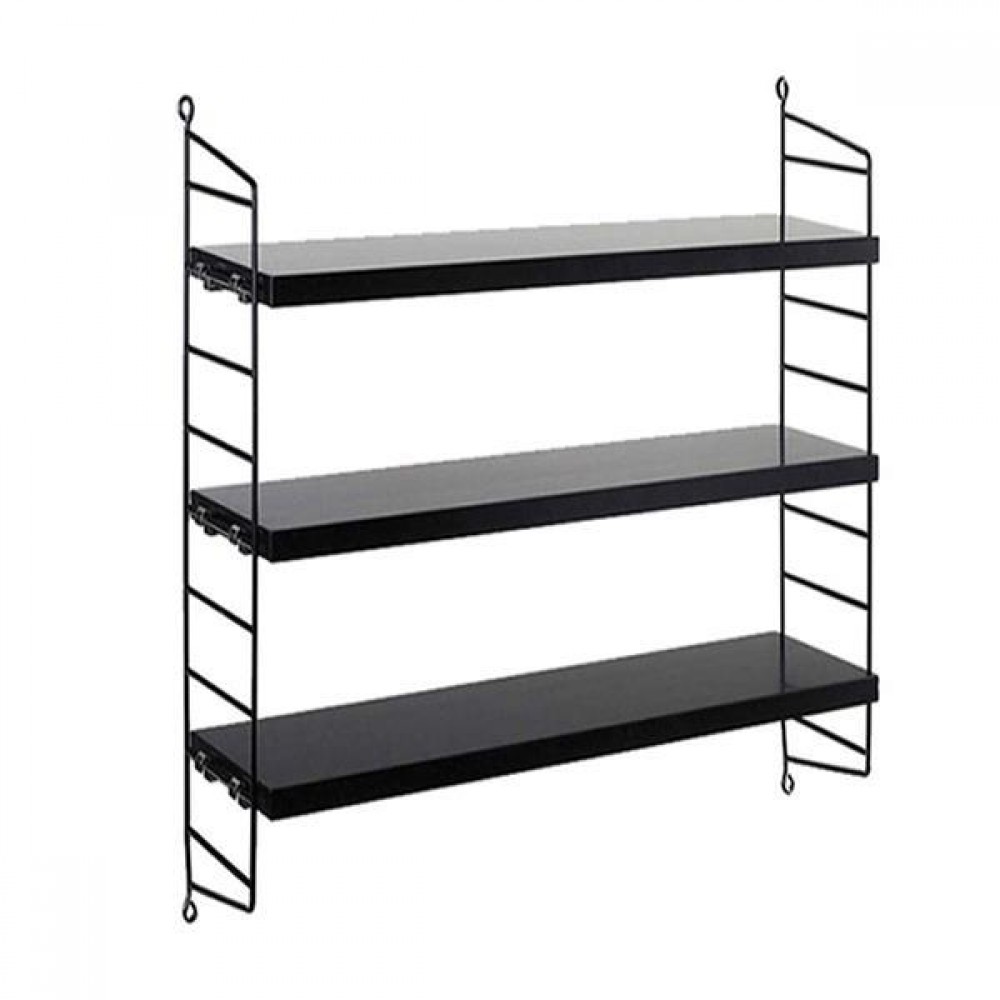 Ραφιέρα επιτοίχια μεταλλική Nextdeco 3 ραφιών μαύρη Υ50x60x15εκ.