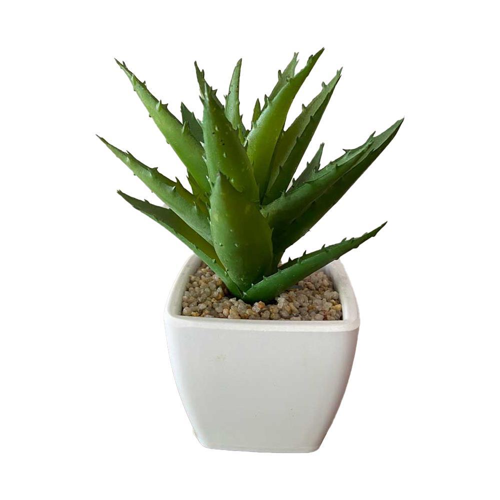 Κάκτος τεχνητός Nextdeco Υ15εκ., σε λευκό γλαστράκι Ø10εκ. σχέδιο 3