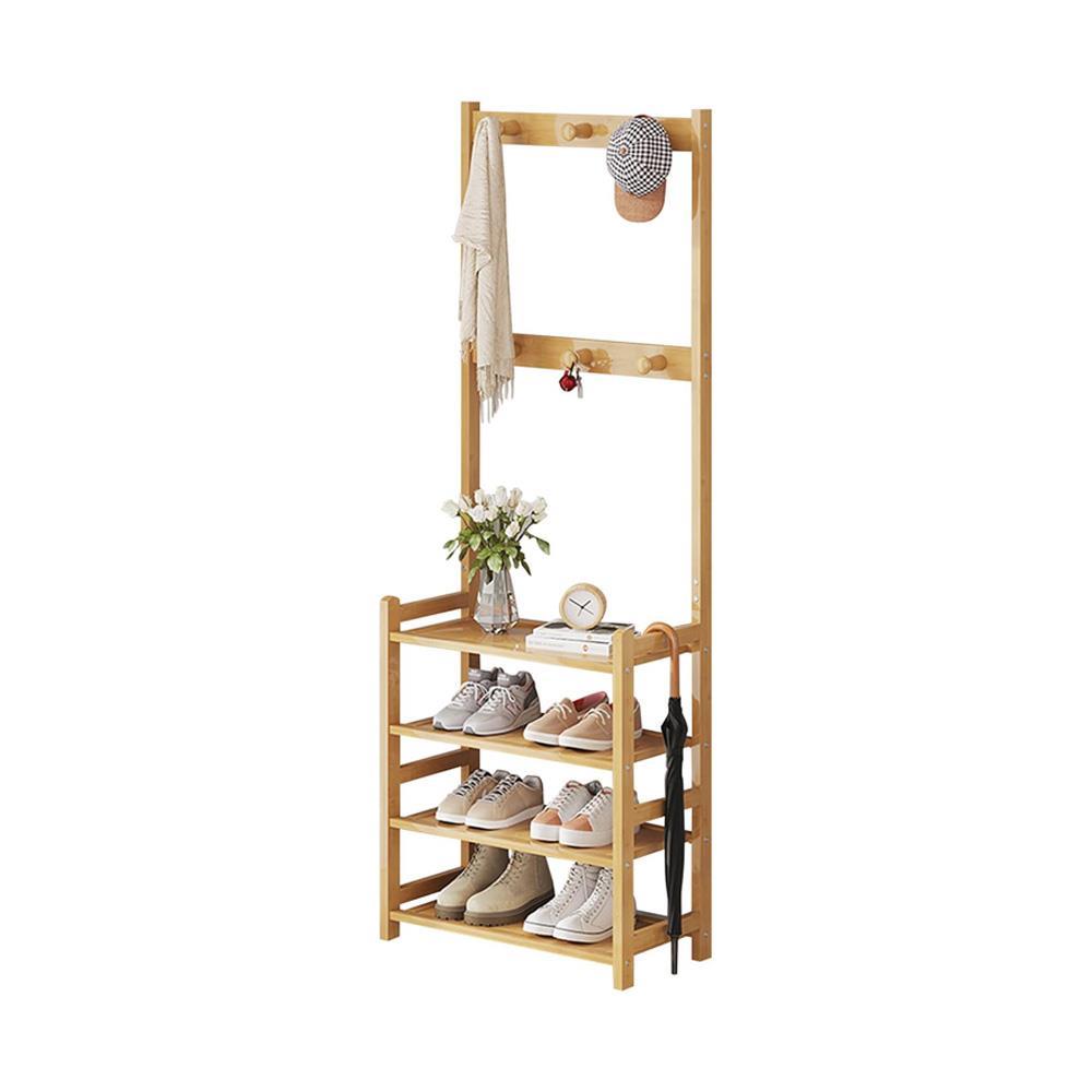 Κρεμάστρα ράγα οργάνωσης ρούχων - παπουτσοθήκη μπαμπού Υ146x52x25εκ.