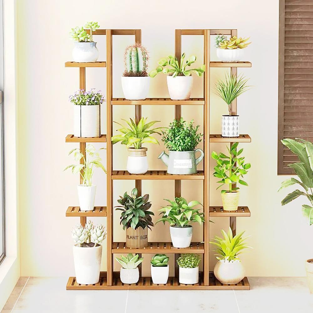 Ανθοστήλη ξύλινη μπαμπού Nextdeco με 7 επίπεδα Υ142x91x20εκ.