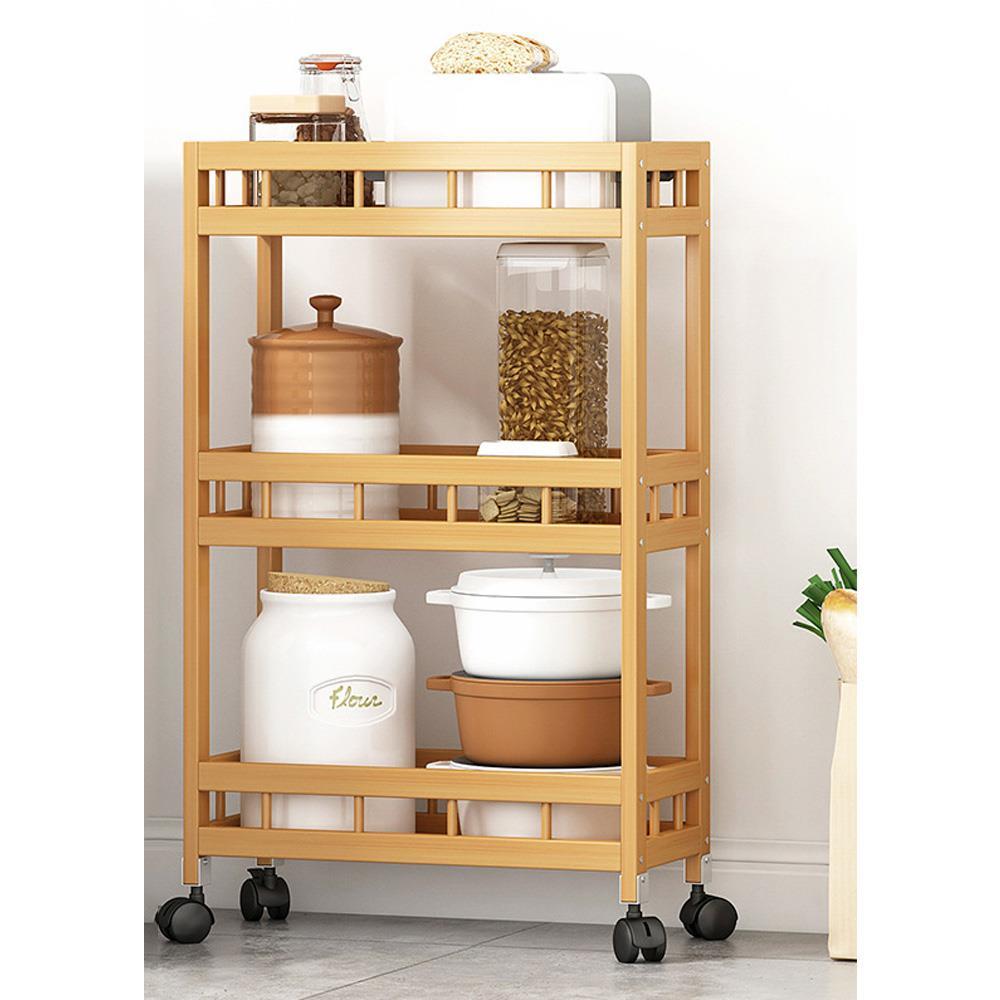 Τρολεϊ κουζίνας ξύλινo μπαμπού Nextdeco  με 3 επίπεδα Υ71x50x18εκ.