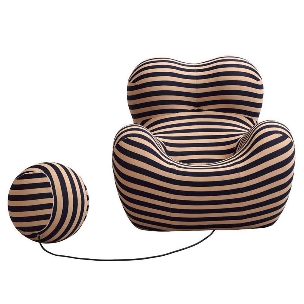 Compressed πολυθρόνα Nextdeco ριγέ μαύρο-μπεζ 102x120xΥ92εκ.