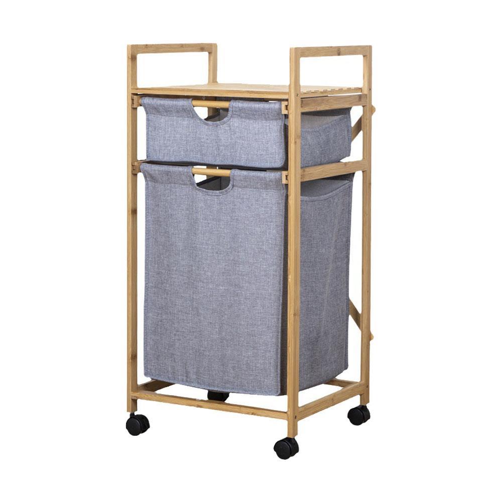 Καλάθι απλύτων διπλό Nextdeco μπαμπού Υ85x42x34εκ.