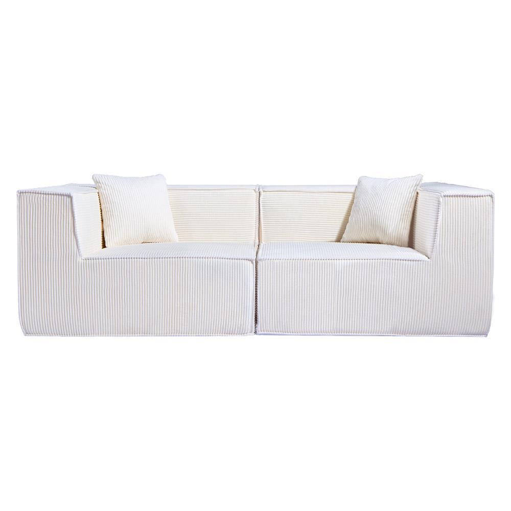 Compressed Nextdeco καναπές διθέσιος κοτλέ ιβουάρ Υ63x208x101εκ.