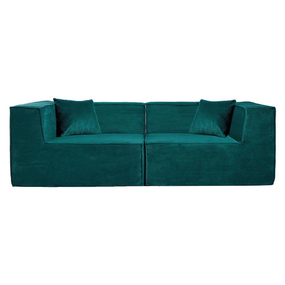 Compressed Nextdeco καναπές διθέσιος κοτλέ πράσινος Υ63x208x101εκ.