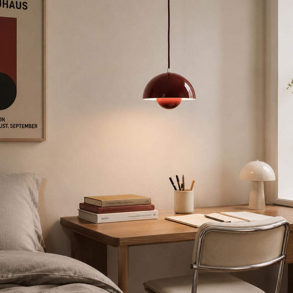 Φωτιστικό οροφής κρεμαστό Nextdeco μεταλλικό και ακρυλικό μπορντώ Φ23εκ.