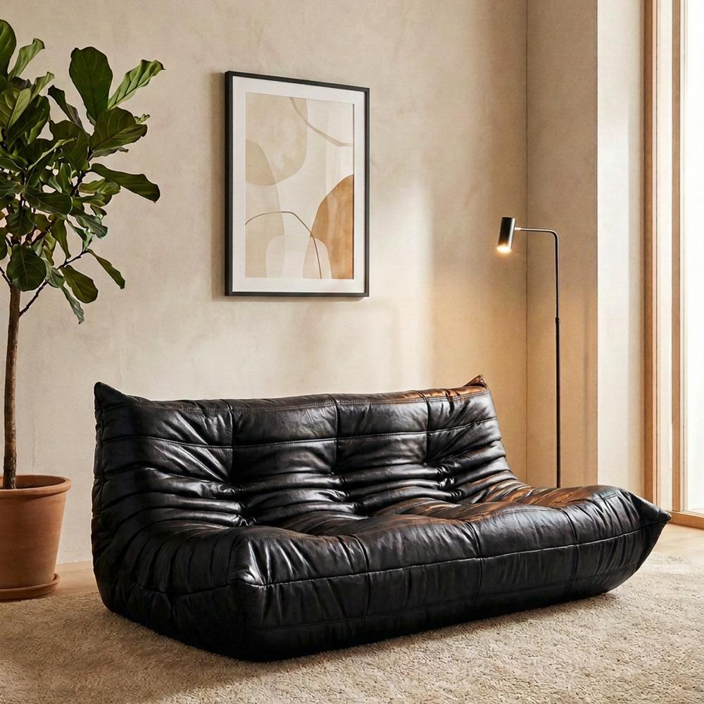 Καναπές τριθέσιος Nextdeco Togo eco leather μαύρο Υ70x174x102εκ.
