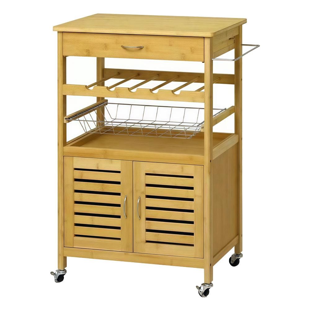 Τρόλεϊ κουζίνας με ντουλάπι μπαμπού Υ88x60x36xεκ.