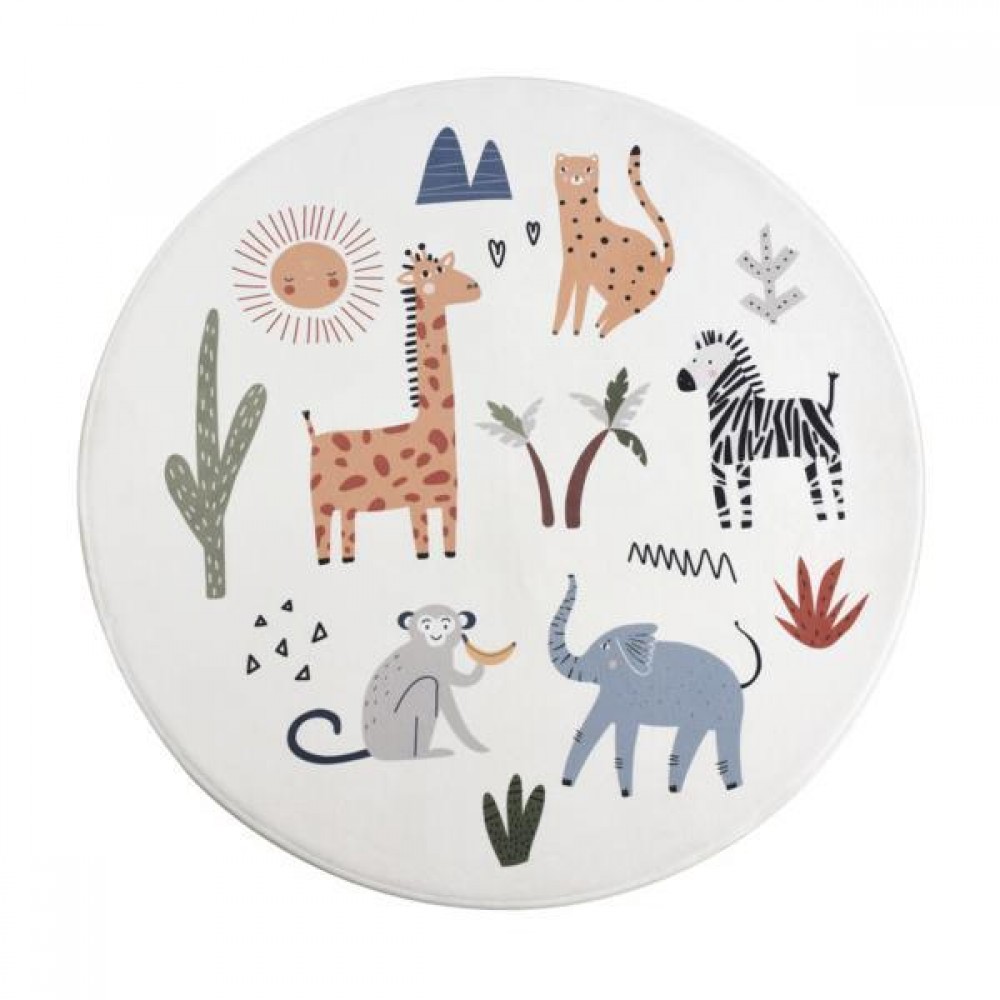 Χαλάκι παιδικό στρογγυλό για αγόρια Ø100εκ. animals I