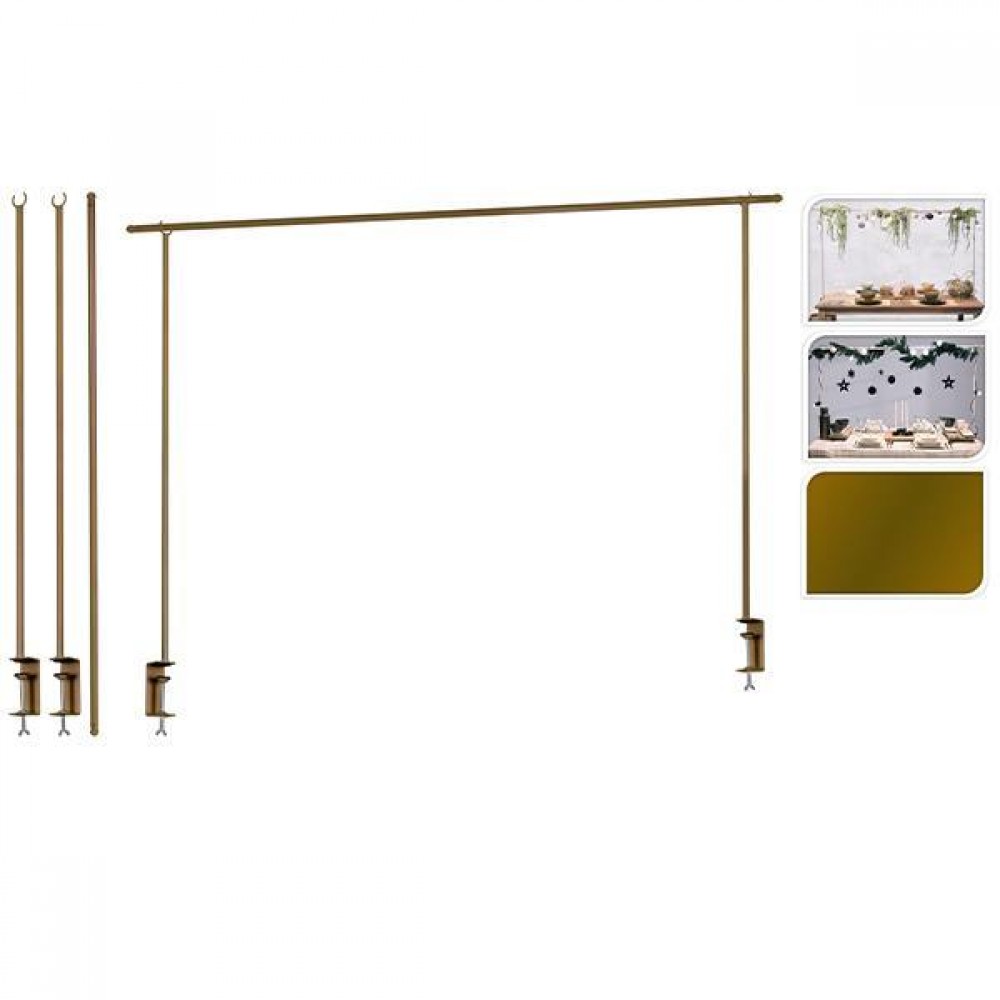 Μεταλλική κρεμάστρα για διακόσμηση τραπεζιού, χρυσή 135-250εκ.