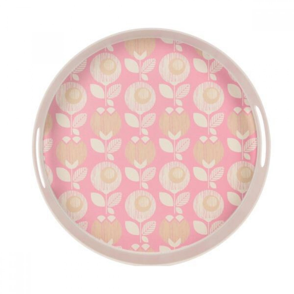 Δίσκος σερβιρίσματός από bamboo Ø30xY4εκ. ροζ