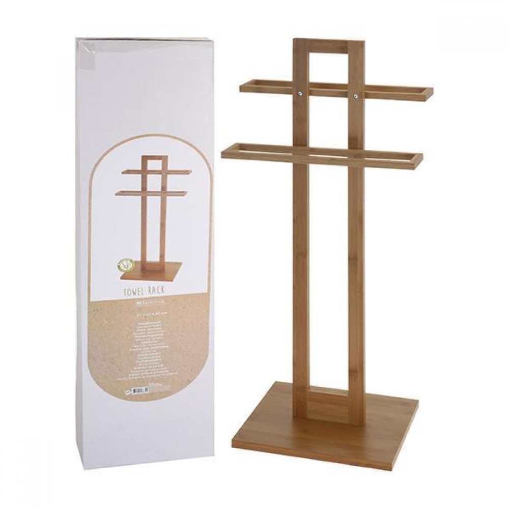 Κρεμάστρα μπάνιου 2 πετσέτες μπαμπού 37x25x85εκ.