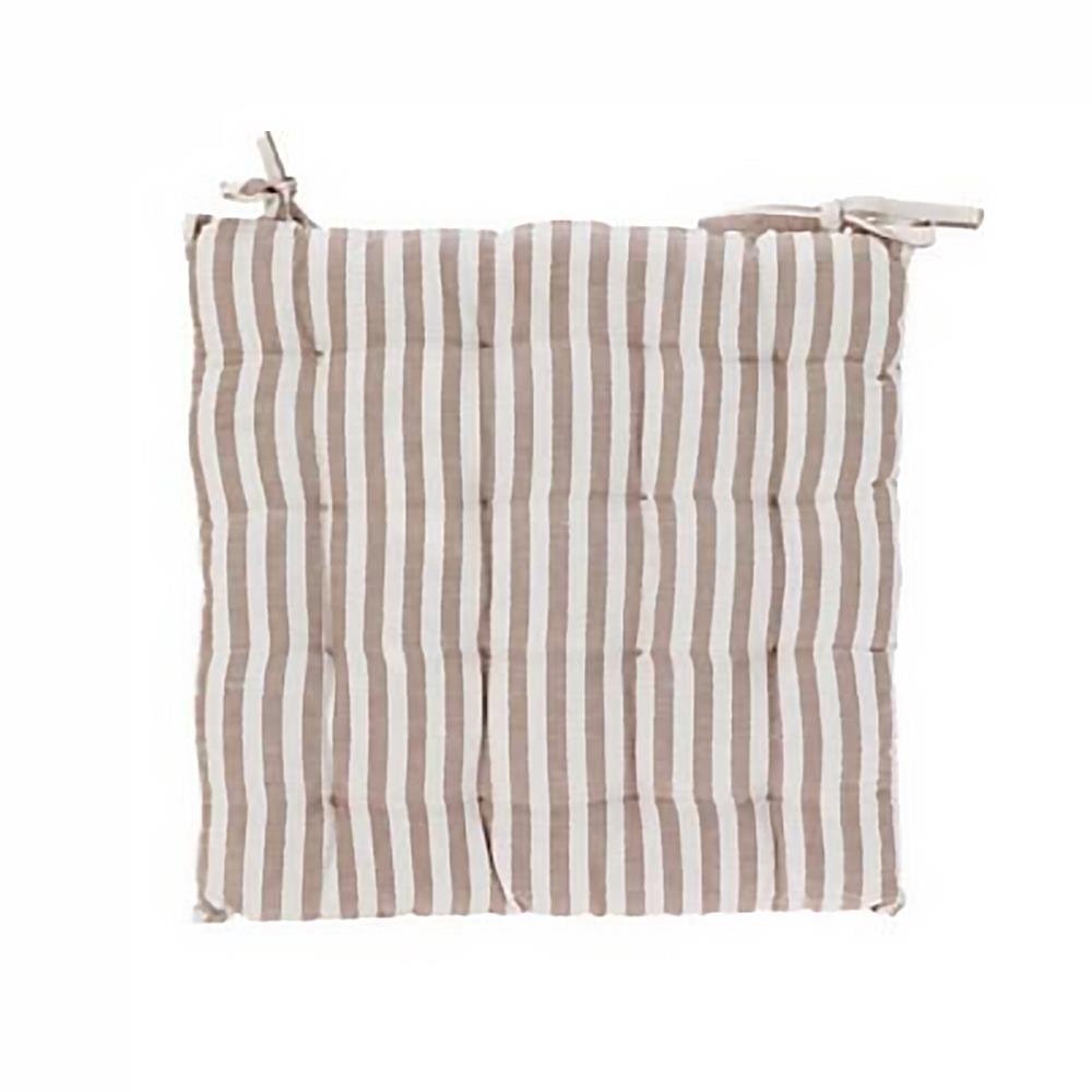 Μαξιλάρι καρέκλας με  χοντρή ρίγα καφέ από βαμβάκι 40x40εκ.