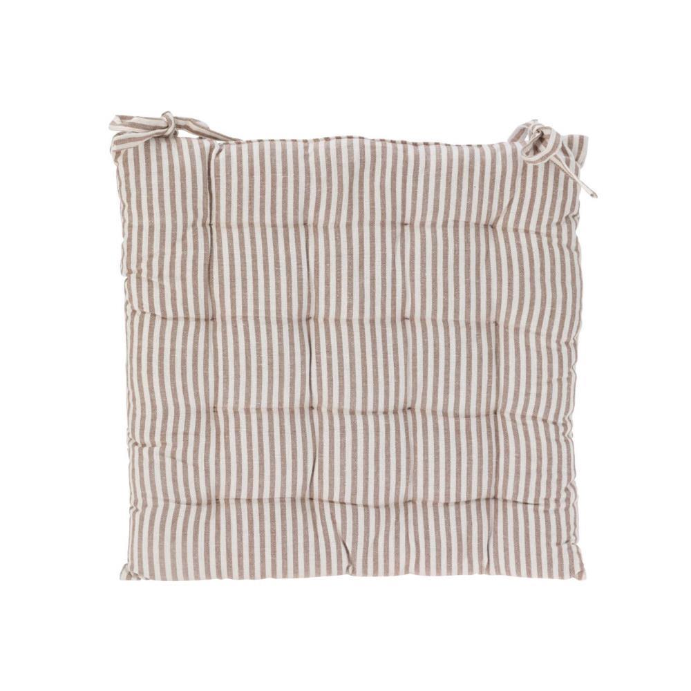 Μαξιλάρι καρέκλας με λεπτή ρίγα καφέ από βαμβάκι 40x40εκ.