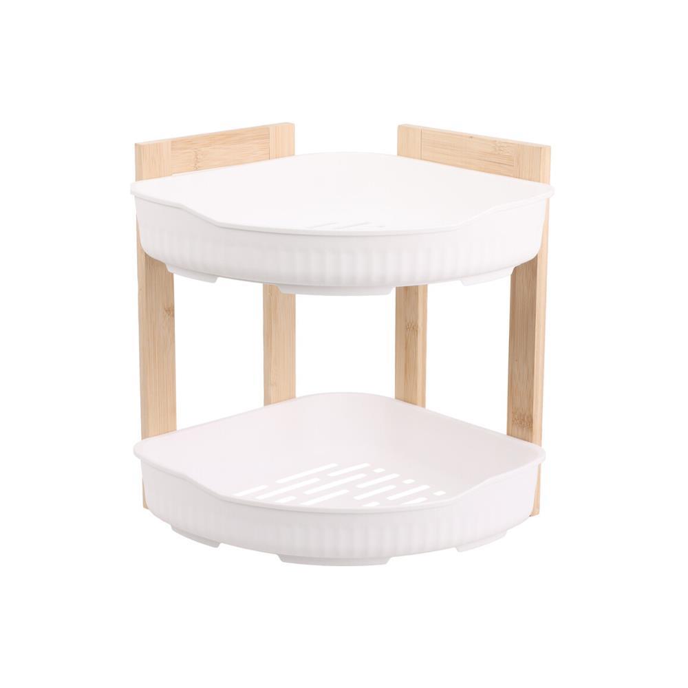 Ραφιέρα μπάνιου γωνιακή bamboo 2 ράφια Υ27x23x23εκ.