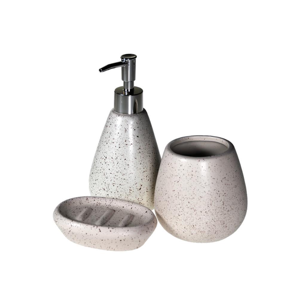 Σετ αξεσουάρ μπάνιου 3 τμχ κεραμικό κρεμ