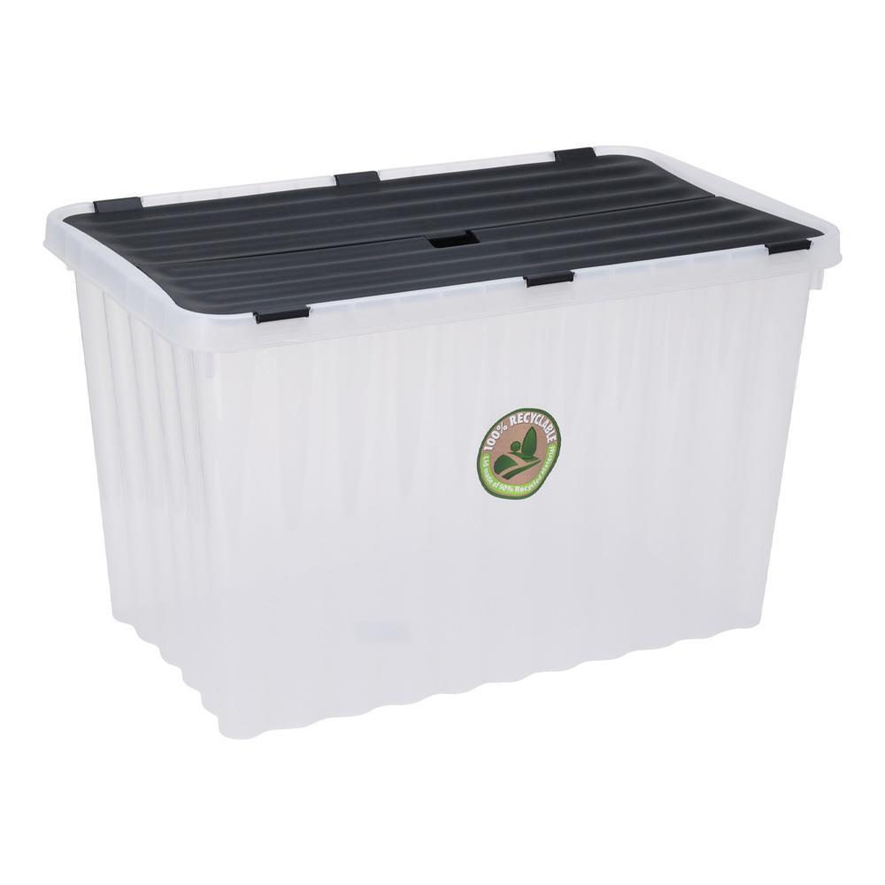 Κουτί αποθήκευσης διάφανο με μαύρο καπάκι Y59x36x36εκ.