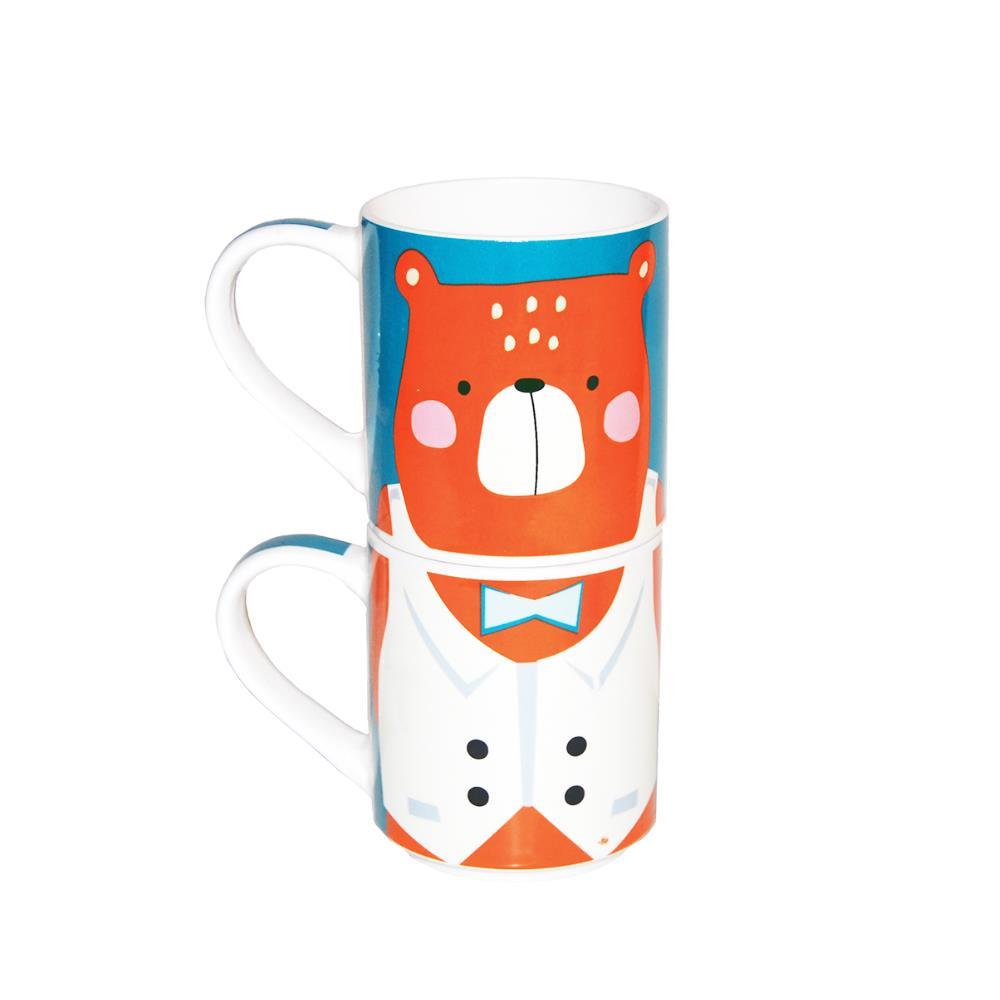 Κούπα από πορσελάνη αρκουδάκι 265ml σετ 2 τεμάχια 11,5x7,7xY8,5εκ.