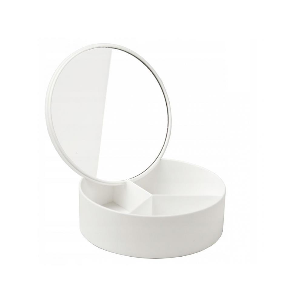 Καθρέφτης με θήκες οργάνωσης σε λευκό χρώμα 14x5εκ.